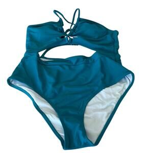 Cupshe Teal Blue  One Piece Swimsuit Woman Size Large